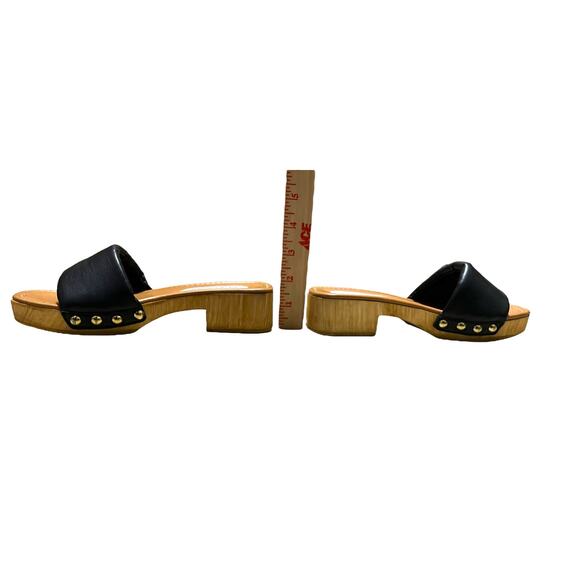 Steve Madden Chana Woody Platform Slide Clog Sandals  Size 7 Black Slip-on Heels - Picture 6 of 11
